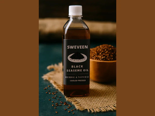 Bottle of black sesame oil.